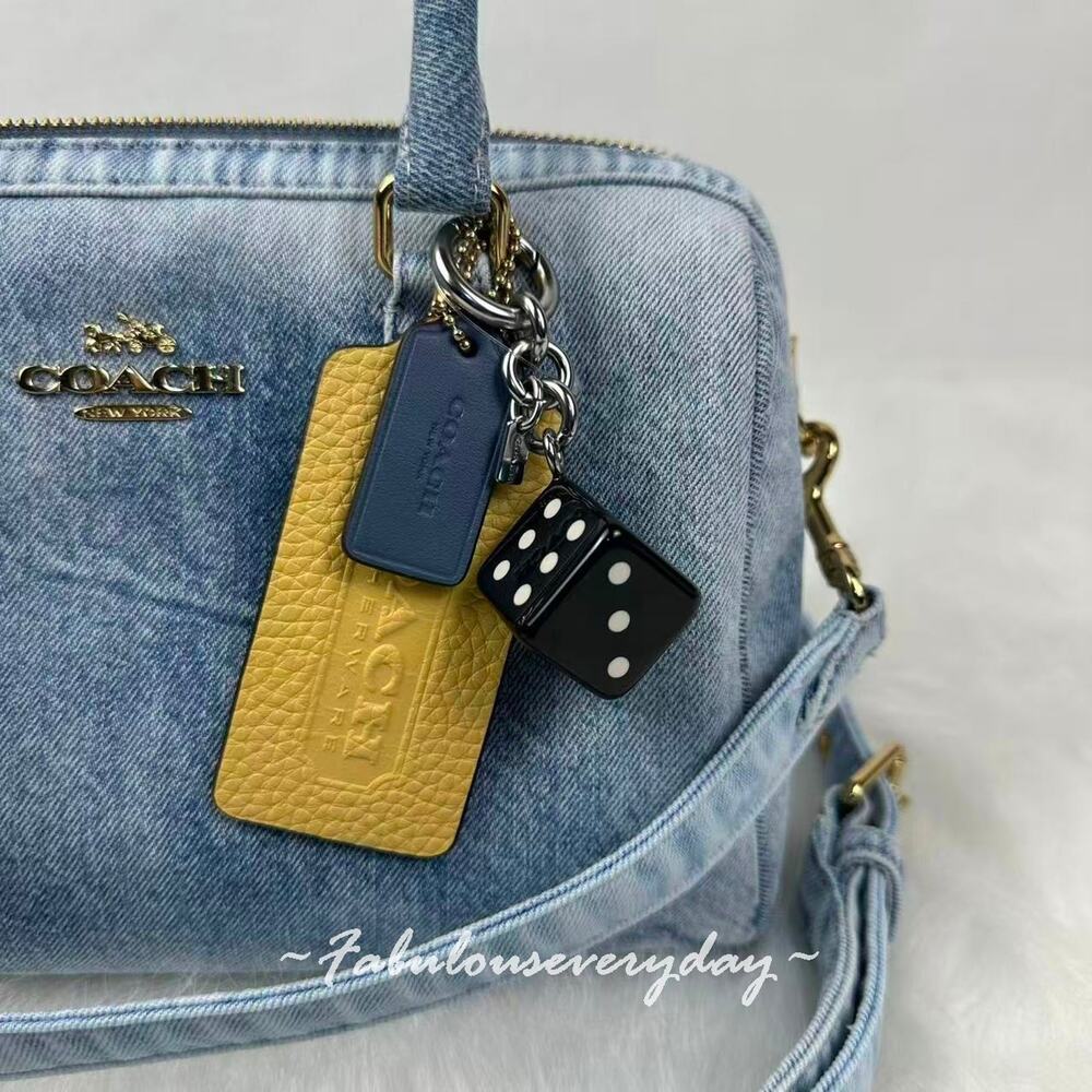 Coach Rowan Satchel Bag Crossbody In Loved Denim With Charms/Gold/Indigo CDY74 - Picture 5 of 9